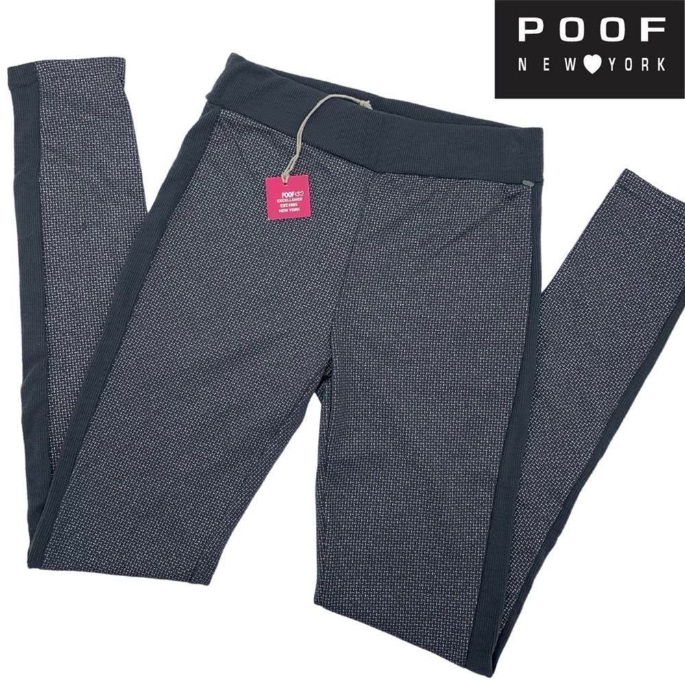 POOF EXCELLENCE LEGGINGS GRAY & SILVER WITH SOFT GRAY TRIM & WAIST | NWT | SMALL